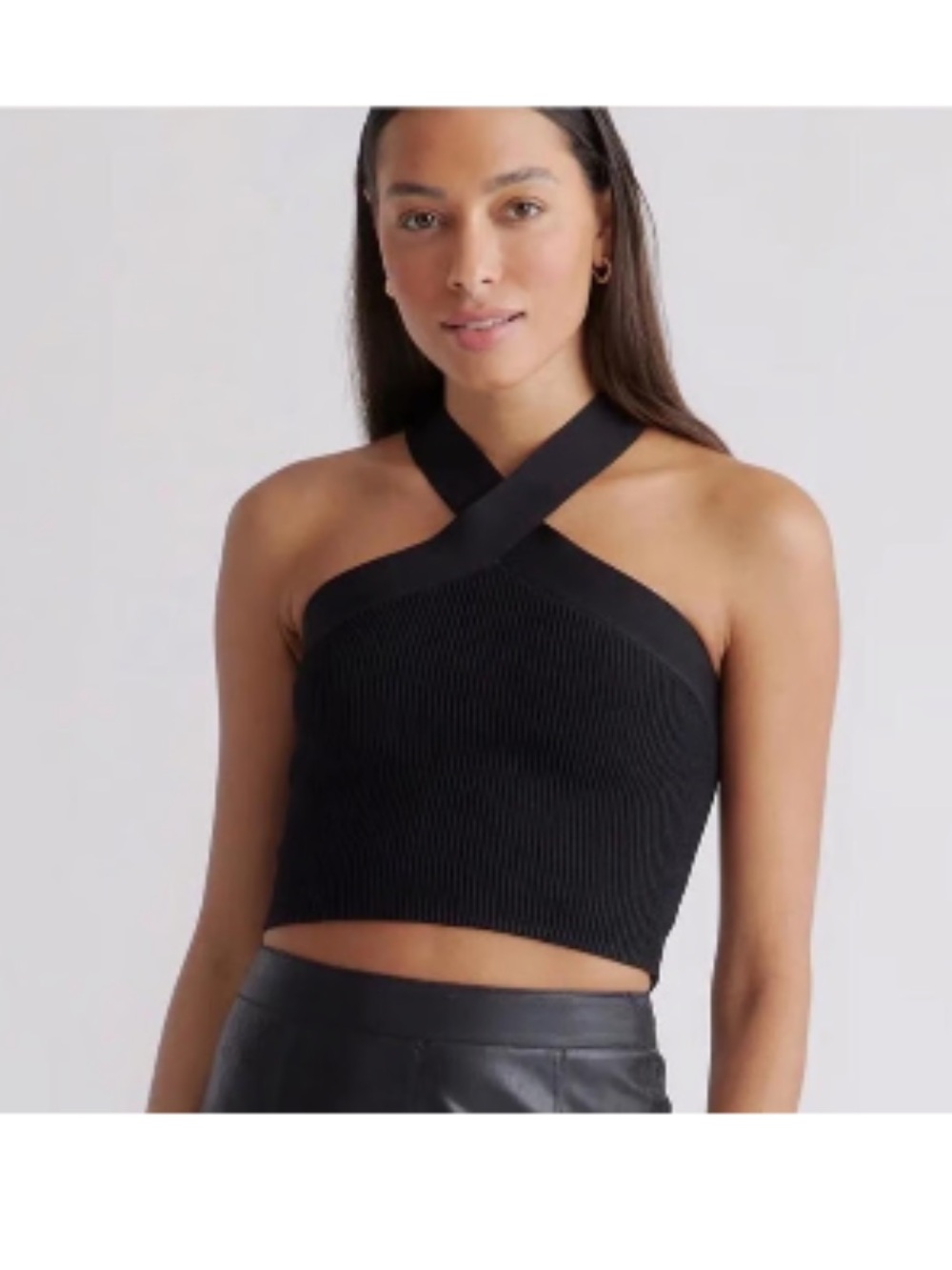 Abercrombie & Fitch Black Crisscross Halter Ribbed Crop Top